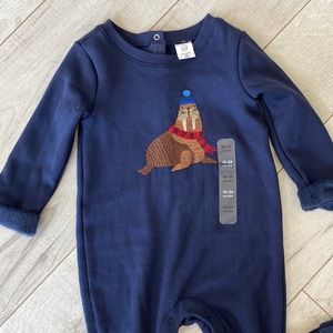 ✨3/$15✨ GAP baby romper onesie blue fleece lined 18-24 months